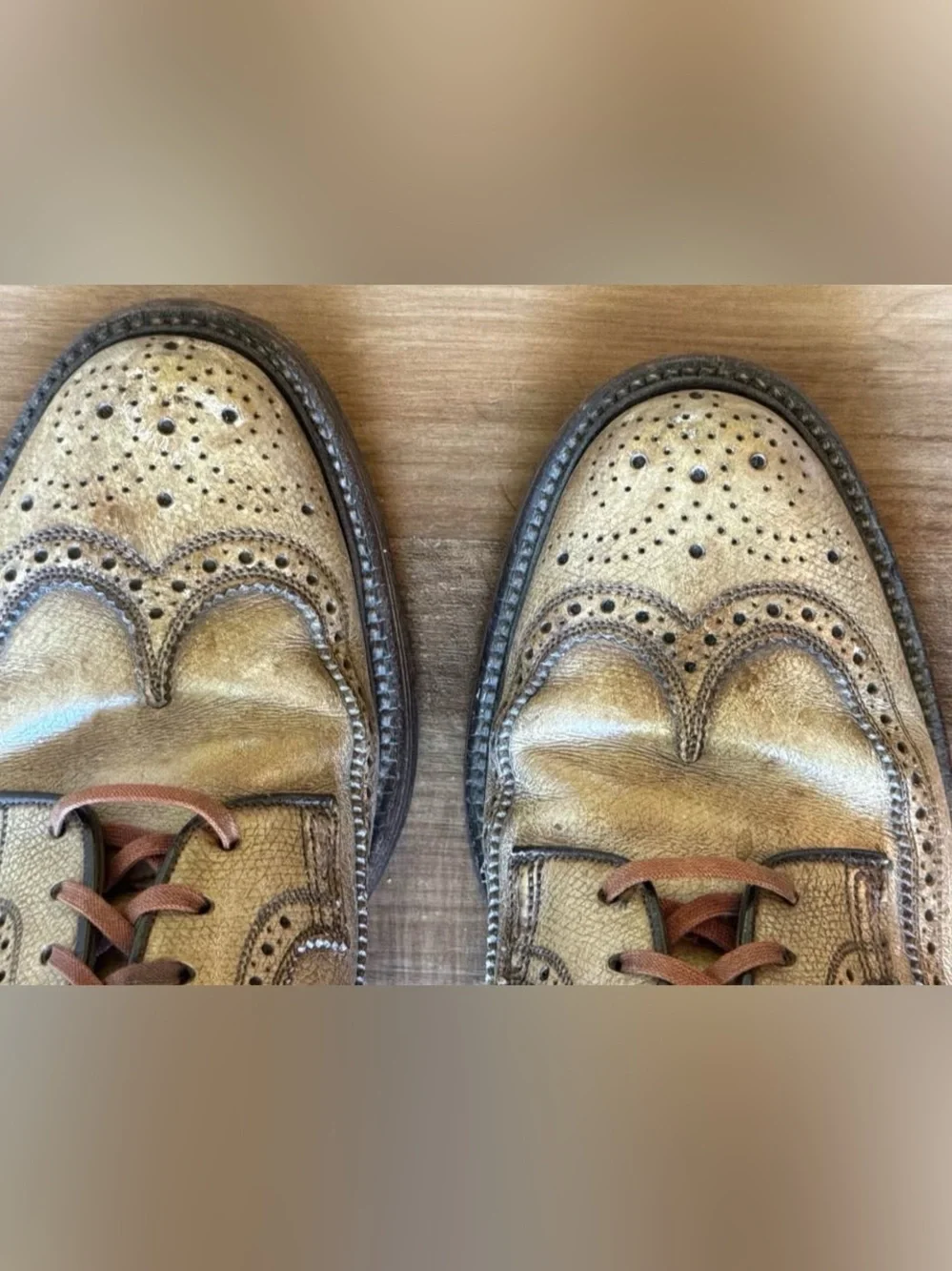 Florsheim Imperial Kenmoor Longwing Blutchers in Golden Harvest leather color